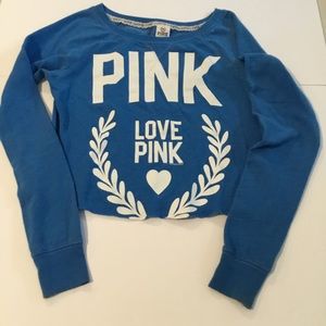 Pink by Victoria Secret blue sweatshirt Sweatshirt. Small-P